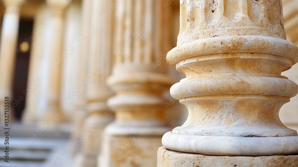 Aufkleber Close up of ancient stone column showcasing intricate details and textures in classical architecture : Generative AI