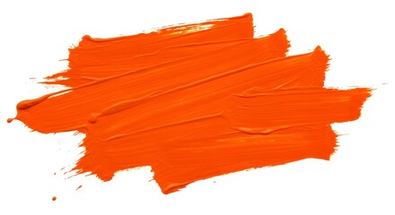 orange paint brush stroke isolated on white background 