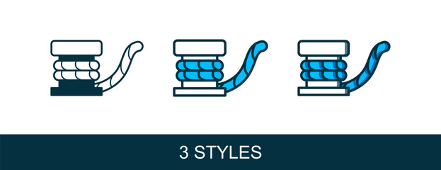 Filled outline Marine bollard with rope tied on pier icon isolated on white background. Vector