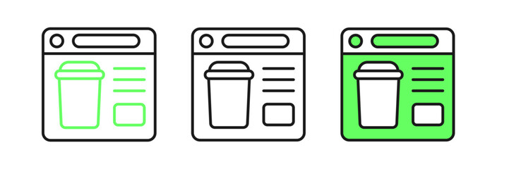 Set line Online ordering and fast food delivery icon isolated on white background. Vector