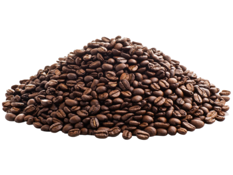 Isolated Heap of Dark Roasted Coffee Beans