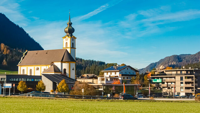 Church on a sunny summer day at Soell, Kufstein, Tyrol, Austria