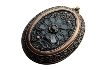 Floral design black and bronze vintage locket