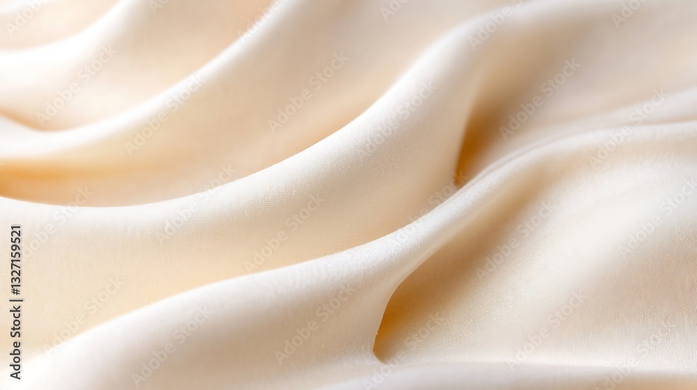 Aufkleber closeup of flowing silk fabric showcasing delicate texture and warm cream color tones : generative a