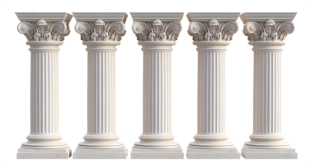ancient greek columns isolated on white background PNG , AI GENERATED