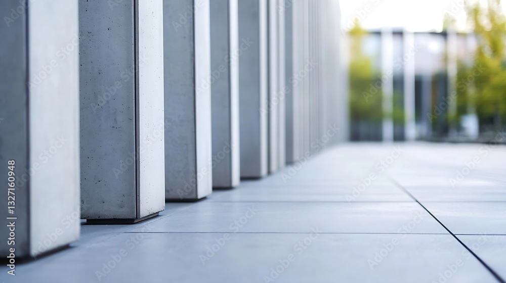 Poster close view of modern concrete pillars lining a stylish urban pathway : generative ai
