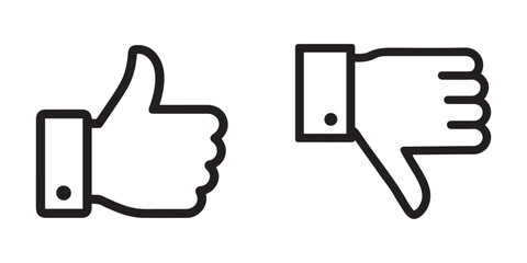 Obraz premium Simple Thumbs Up and Down Icons for Feedback 