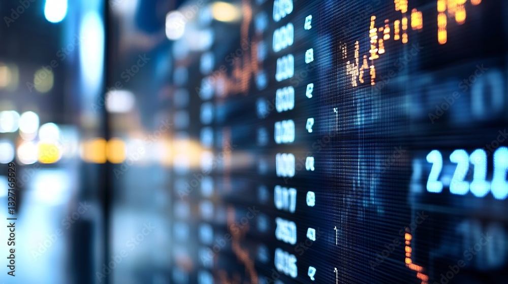 Aufkleber Dynamic Stock Market Display Showing Financial Graphs and RealTime Trading Data : Generative AI