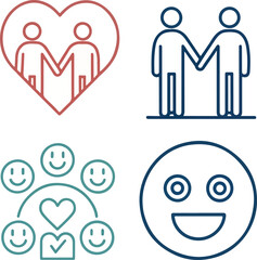 Set of Community-Themed Icons with Editable Stroke in Vector Format