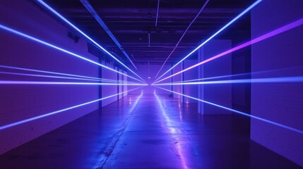 Neon Laser Lights Corridor Installation