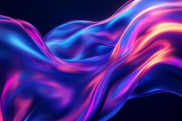 Fototapeta premium Futuristic 3D Holographic Waves – Iridescent Fluid Motion on Dark Background