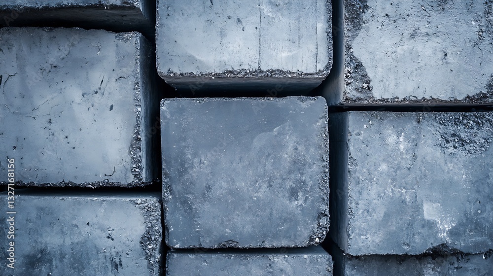 Aufkleber closeup view of textured concrete bricks stacked together background for construction and architectu