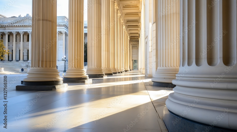 Aufkleber stunning architectural design featuring classical columns in historic building corridor : generative