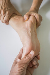 Fototapeta premium Close-up of foot massage to relax muscles.
