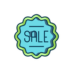 Filled outline Price tag with an inscription Sale icon isolated on white background. Badge for price. Promo tag discount. Flat filled outline style with shadow. Vector