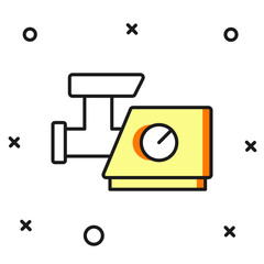 Filled outline Kitchen meat grinder icon isolated on white background. Flat filled outline style with shadow. Vector