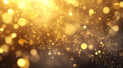 Elegant creamcolored background with delicate gold bokeh particles adding a soft and luxurious touch