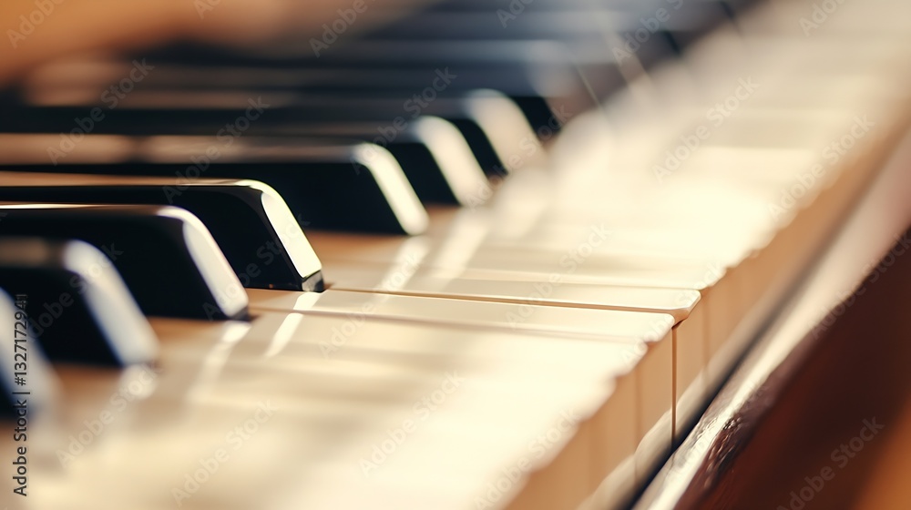 Poster closeup of piano keys showcasing the texture and elegant design of a beautifully crafted instrument 