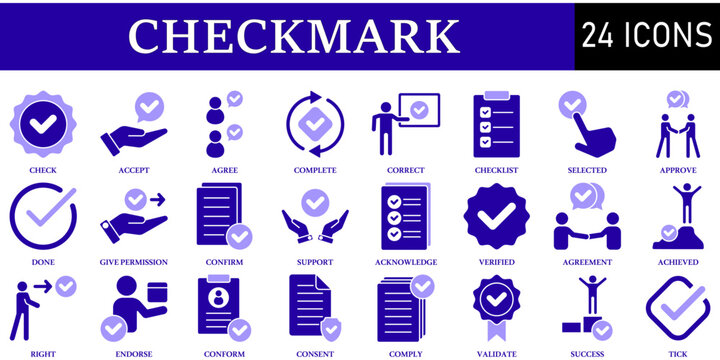 Set of Checkmark Icons or symbols Vector fully editable file.