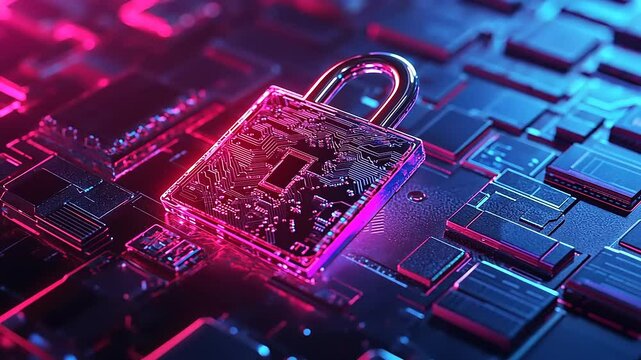 Cybersecurity Digital Lock on Circuit Board