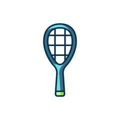 Filled outline Tennis racket icon isolated on white background. Sport equipment. Flat filled outline style with shadow. Vector
