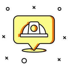 Filled outline Worker safety helmet icon isolated on white background. Flat filled outline style with shadow. Vector