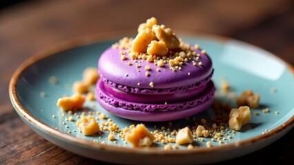 Macaroons cake of different colors with different berries, macaroons cake series.