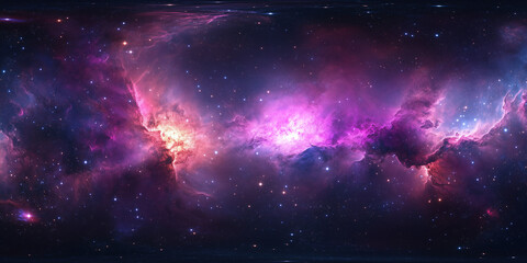 Naklejka premium HDRI spherical panorama with nebula and stars in 360 degrees, equirectangular projection.