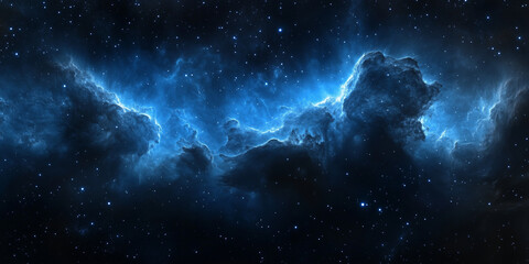 Naklejka premium HDRI spherical panorama with nebula and stars in 360 degrees, equirectangular projection. Blue and purple background.