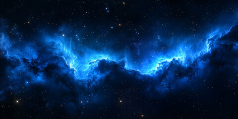 Fototapeta premium HDRI spherical panorama with nebula and stars in 360 degrees, equirectangular projection. Blue and purple background.