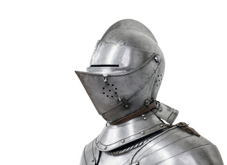 Knight armor featuring a closed helmet, evocative of medieval protection