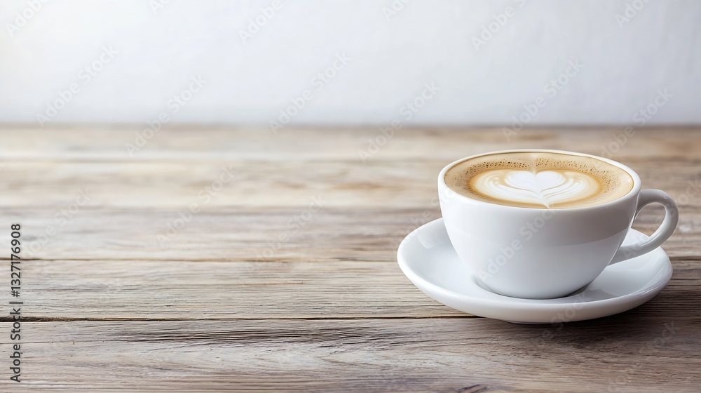 Aufkleber delicious cup of coffee with heart art on rustic wooden table perfect for morning routines and cozy 