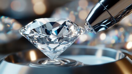 A high-tech diamond authentication device scanning a premium gemstone