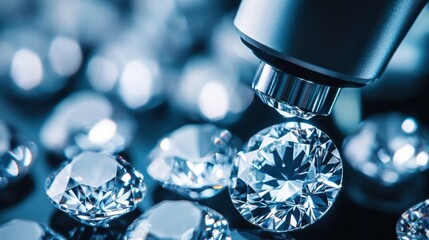 A high-tech diamond authentication device scanning a gemstone for certification