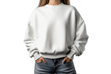 Casual white sweatshirt styled with relaxed fit