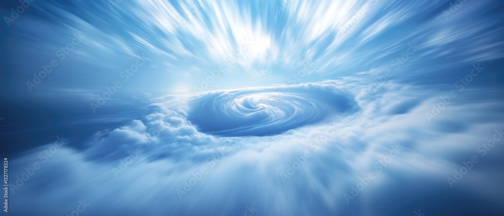 Poster a rare natural phenomenon of a spiral-shaped object in the sky surrounded by clouds