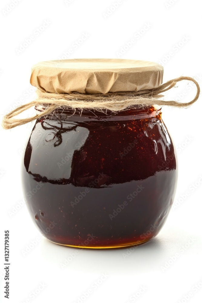 Poster a jar of jam sits on a clean white surface, ready for use or display