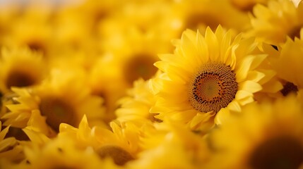 Obraz premium Vibrant field of blooming sunflowers with bright yellow petals creating a cheerful atmosphere : Generative AI