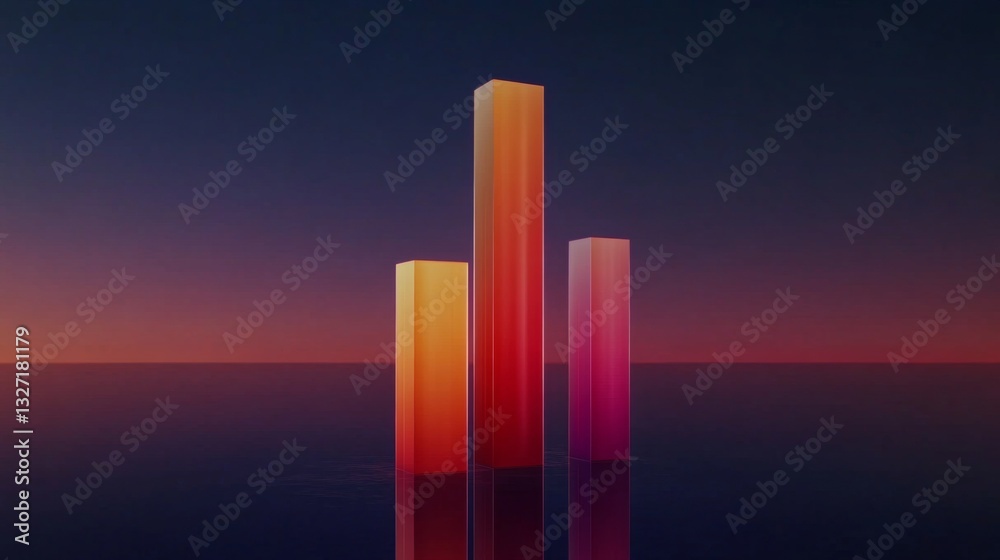 Poster a close-up of a d bar chart showing business growth and financial trends, with a dark gradient backg