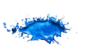 Vibrant blue paint splash on transparent background