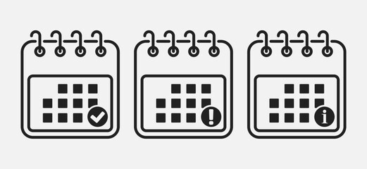 Icon page calendar - message check, info, error