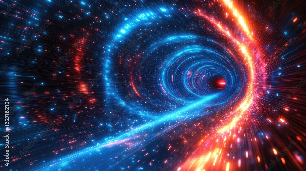 Aufkleber abstract digital tunnel, energy vortex, glowing light, possible use in futuristic digital art