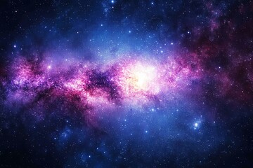 Fototapeta premium Ethereal cosmic nebula with vibrant hues of purple and blue creating a mesmerizing celestial spectacle of galactic wonder