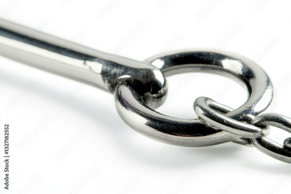 Poster A close-up view of a pair of scissors on a white surface, ideal for use in tutorials, DIY projects or as a design element