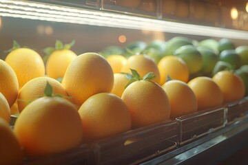 Colorful melons on the fruit stand attract customers