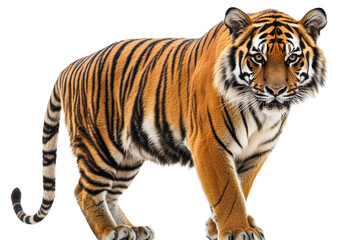 Fototapeta premium Majestic tiger walking on a transparent background