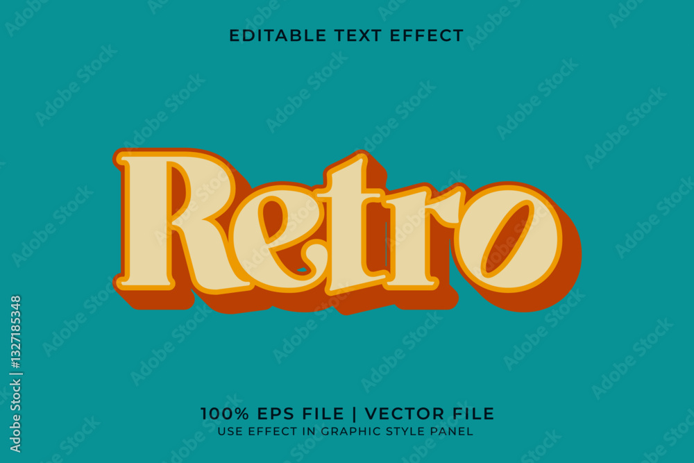 Poster 3d retro editable text effect. editable retro font template