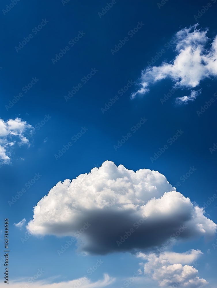 Aufkleber Fluffy White Clouds in a Clear Blue Sky Creating a Serene Atmosphere : Generative AI