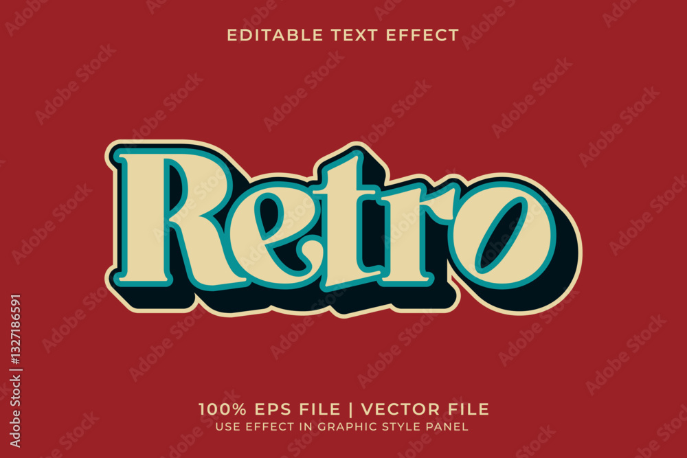 Poster 3d retro editable text effect. editable retro font template