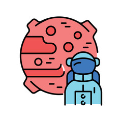 Obraz premium life on Mars color flat icon.